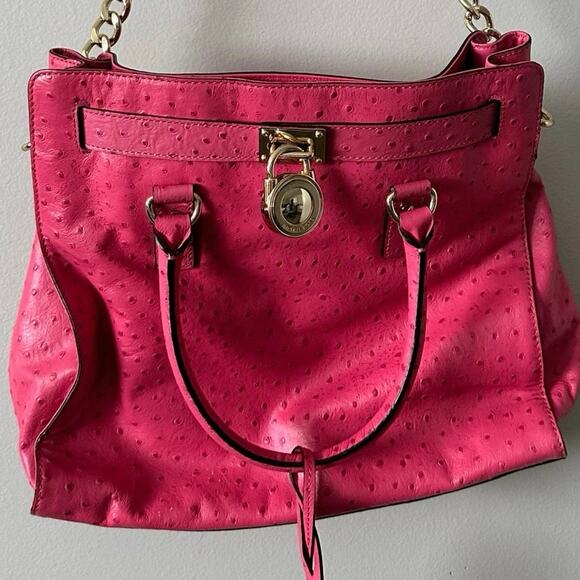 MICHAEL Michael Kors Hamilton North South Tote pink ostrich-embossed leather - Picture 2 of 7